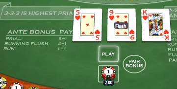 Three Card Brag Ante Game